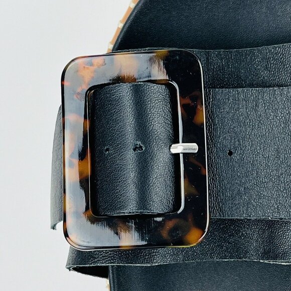 NWOB JOIE Women's Lyla Black Leather Adjustable Buckle Platform Sandals Size 9 - Picture 8 of 14